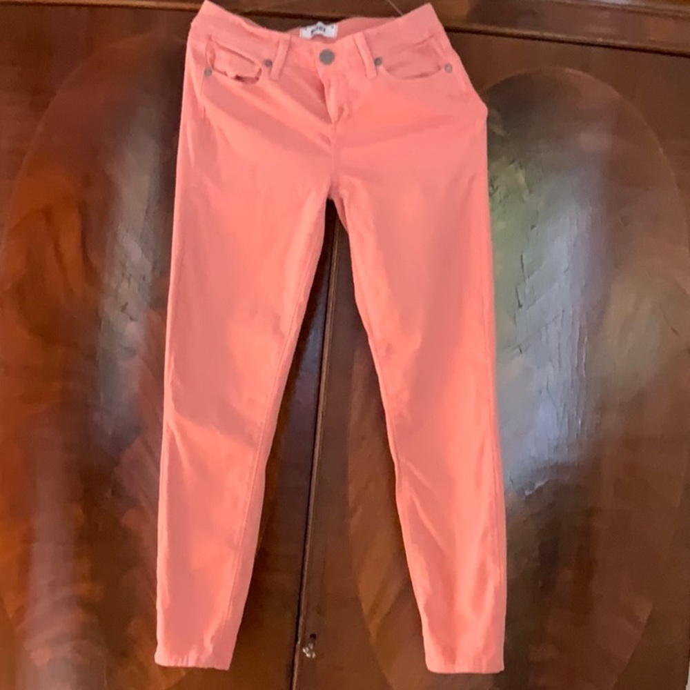 Paige Coral Cotton/Rayon Pant  Sz 26 Straight Leg 4 pocket Excellent Condition